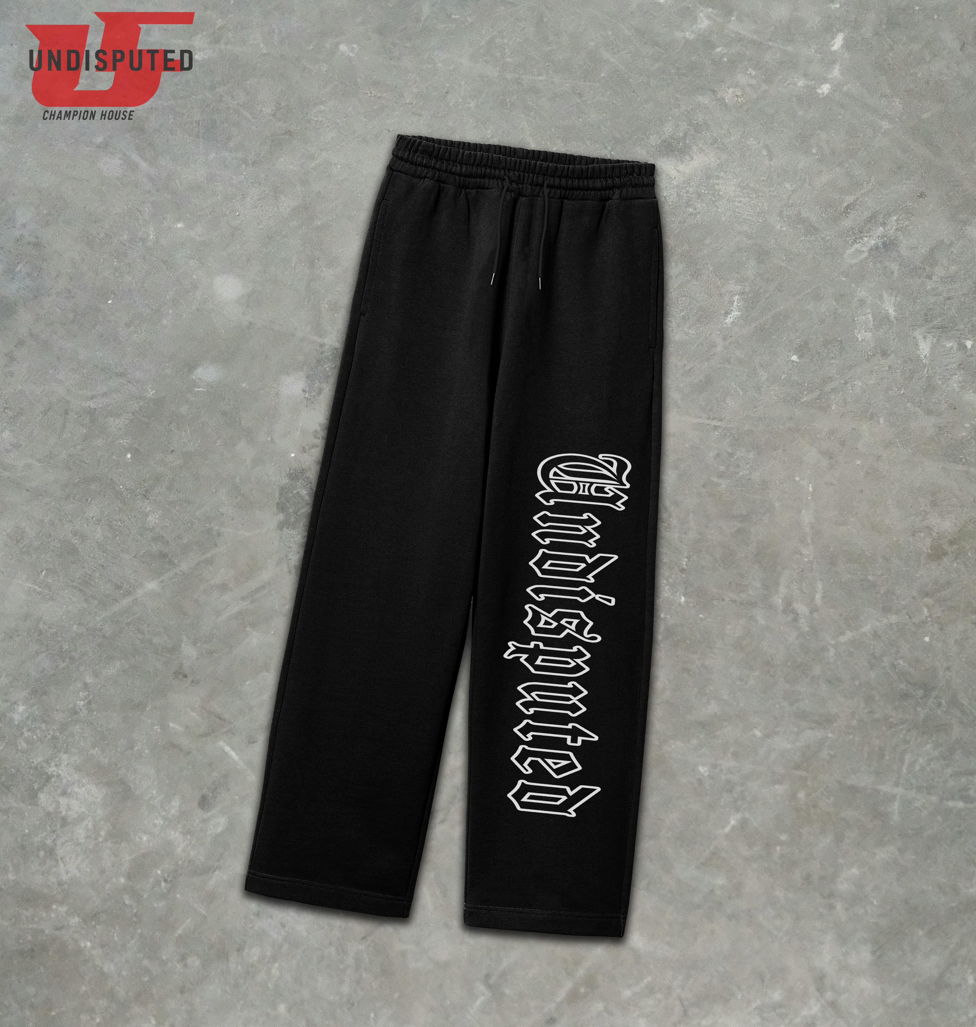 Black Over sized Athletic Pants with "Undisputed"